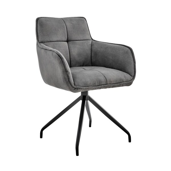 Armen Living Noah Dining Room Accent Chair in Charcoal Fabric and Black Metal Legs LCNHCHCHA - main